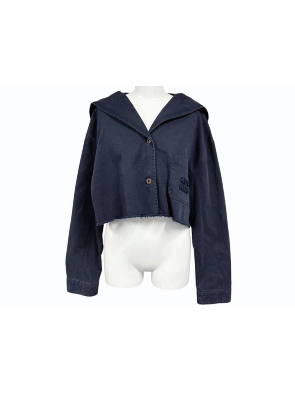 Miu Miu Sailor Color Cropped Jacket Navy 36